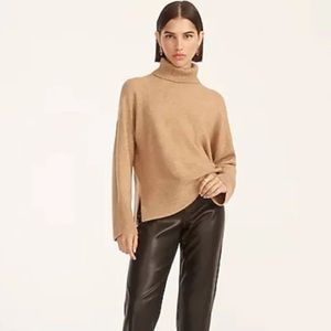 J. Crew Tan Neutral Turtleneck Large Sweater Merino Wool Blend